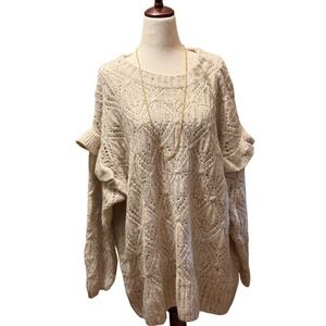 Old Navy Womens 3X Cream Cable‎ Knit Ruffle Sleeve Sweater
